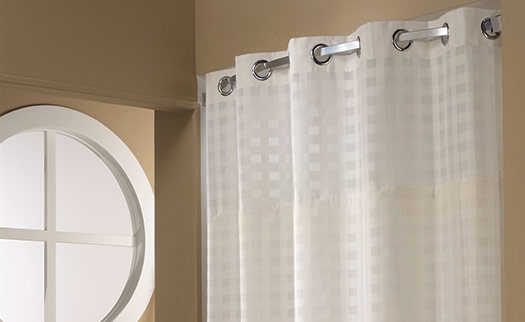 Basketweave Hookless Shower Curtain, Hookless Hotel Fabric Shower Curtain